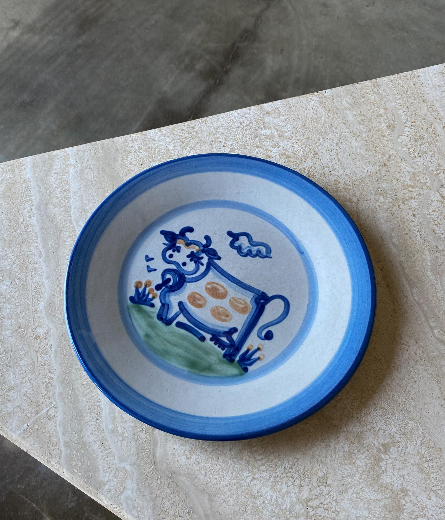 Ceramic M.A. Hadley Cow Dish / Plate, United States,  20th Century For Sale