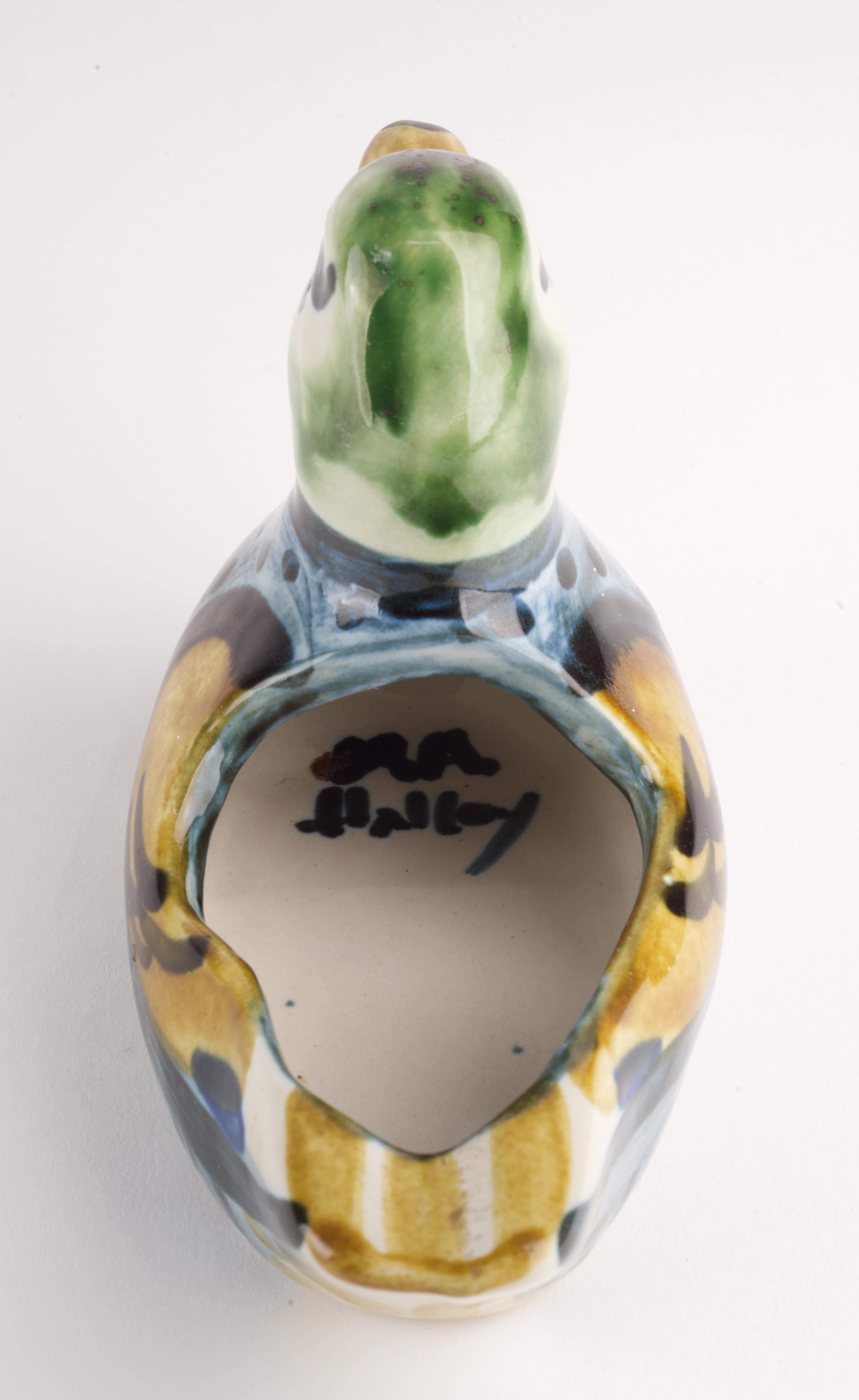 Ceramic M.A. Hadley Pottery Hand Painted Duck Figurine Ashtray or Catchall
