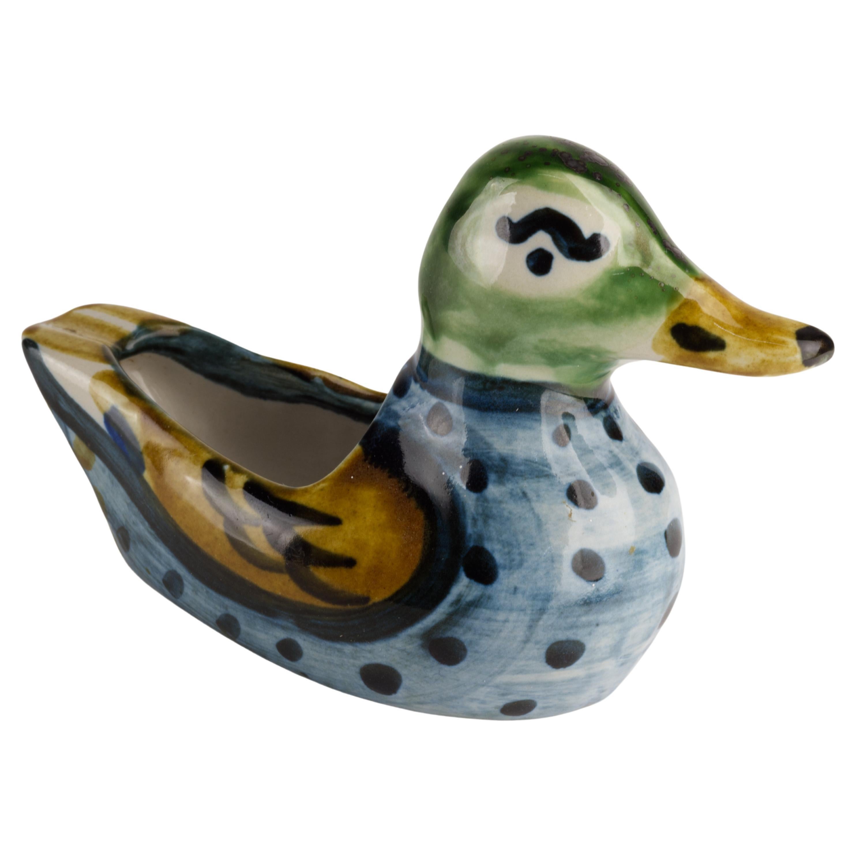 M.A. Hadley Pottery Hand Painted Duck Figurine Ashtray or Catchall