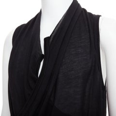 MA JULIUS 2014 black draped deep scoop neck layered tank top JP2 M