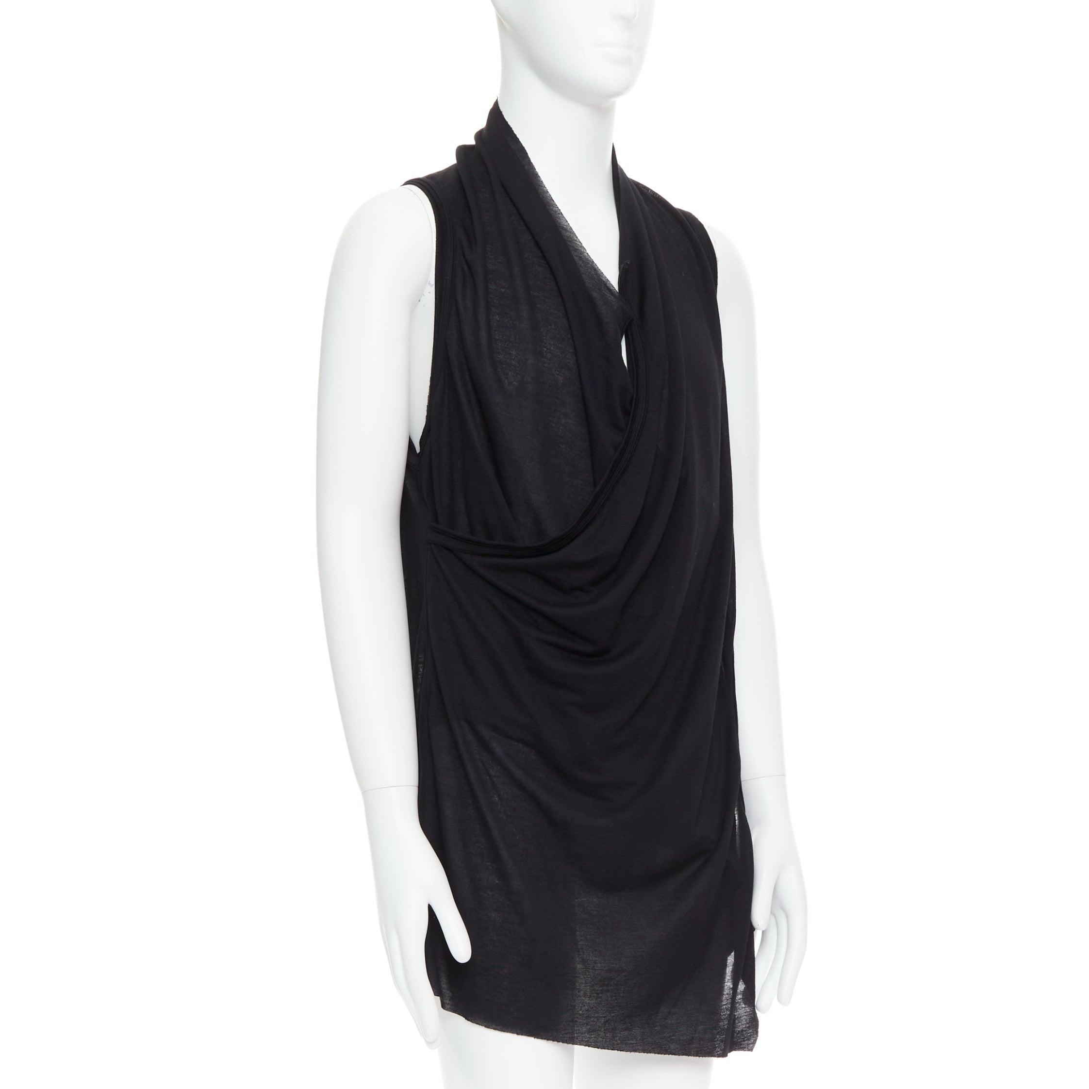 MA JULIUS 2014 negro drapeado profundo cuello redondo en capas camiseta de tirantes JP2 M Negro en venta