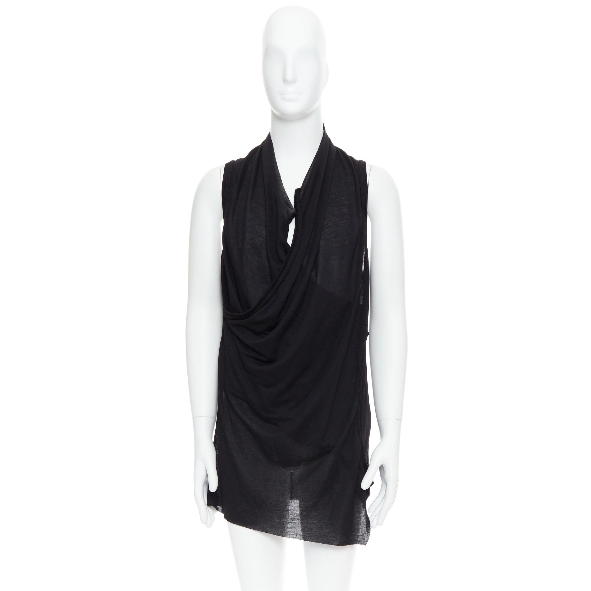 MA JULIUS 2014 negro drapeado profundo cuello redondo en capas camiseta de tirantes JP2 M en venta 4