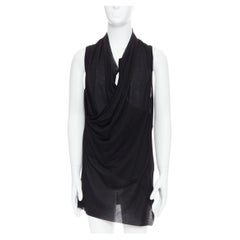 MA JULIUS 2014 black draped deep scoop neck layered tank top JP2 M