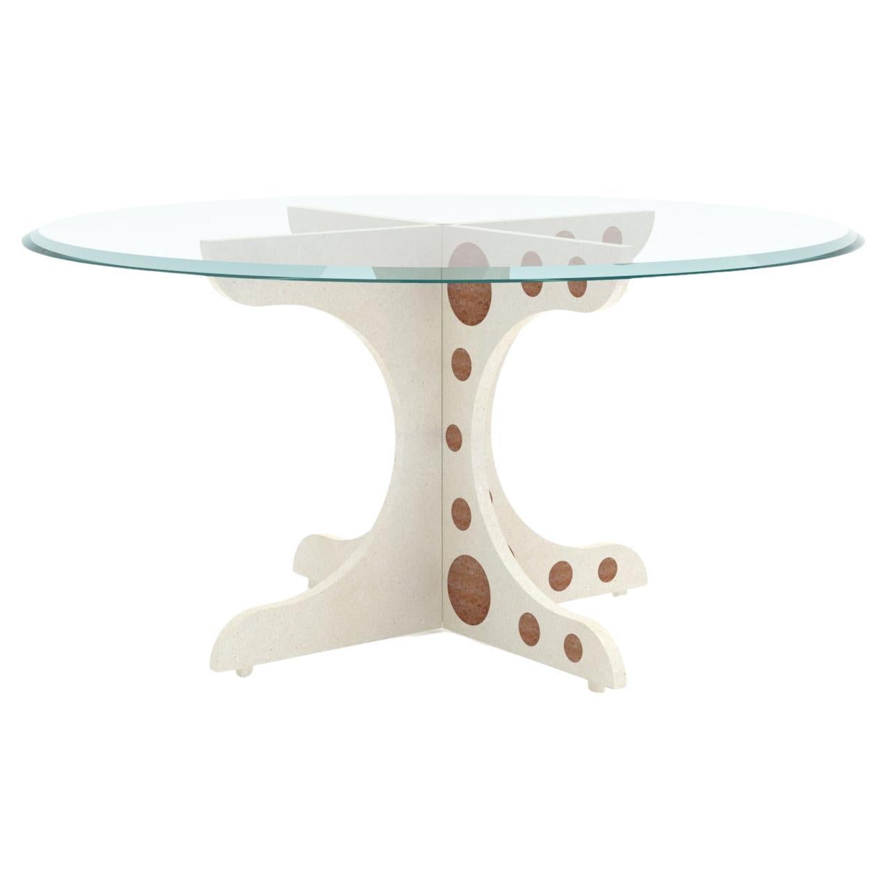 Ma-Mi, 21st Century Veselye Marble and Glass Round Table - Filling holes For Sale