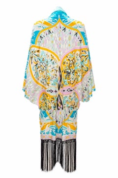 MA Pastelli misti e twill di seta giallo: Cocoon di Pucci con bordi in velluto