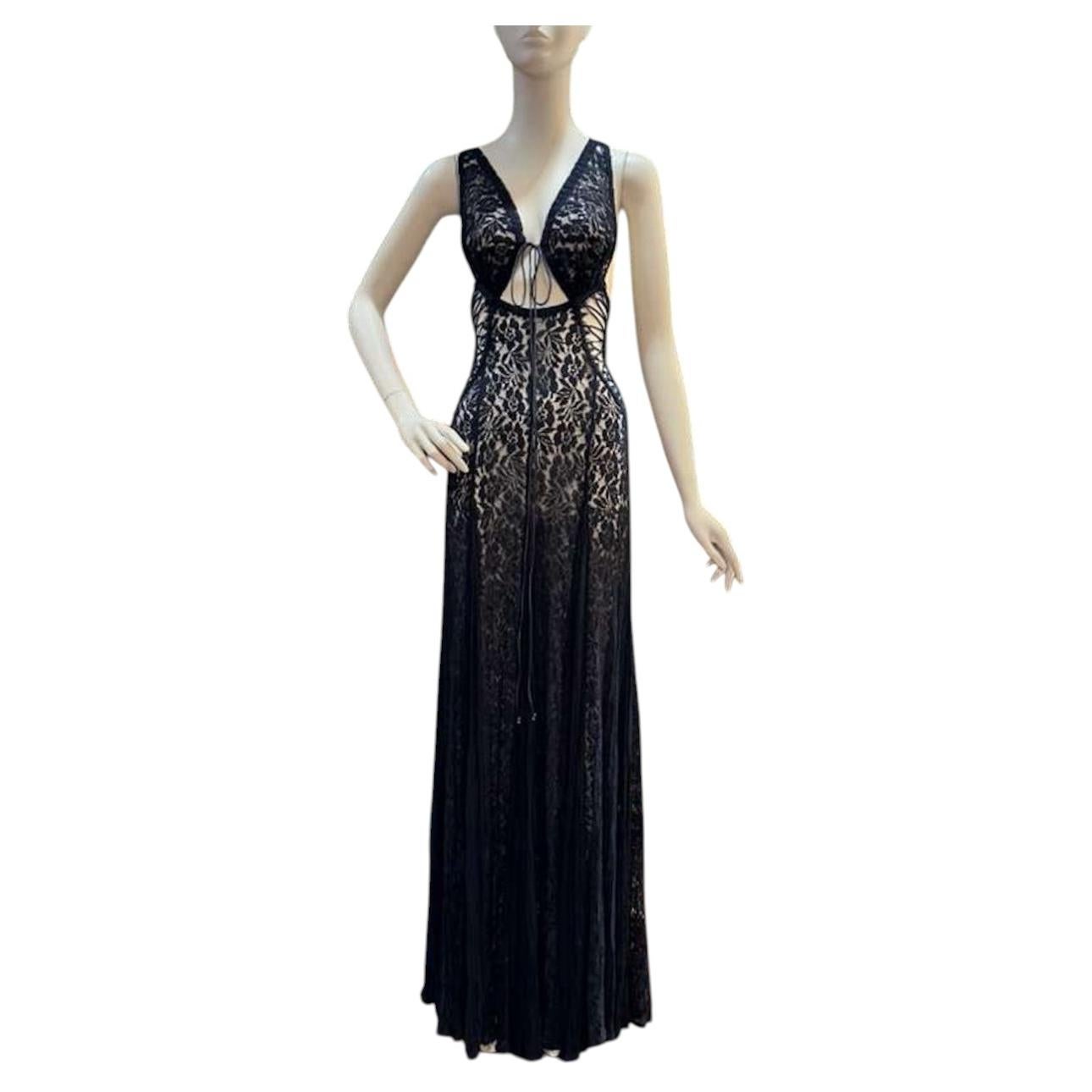MA Navy Blue Crepe Lace Double Corset Back Dress Size 2 For Sale