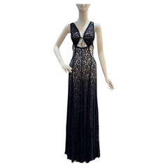 MA Navy Blue Crepe Lace Double Corset Back Dress Size 2