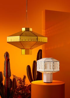 Lampada da tavolo Ma-Rock di Jaime Hayon, Acciaio dorato, metà del secolo scorso