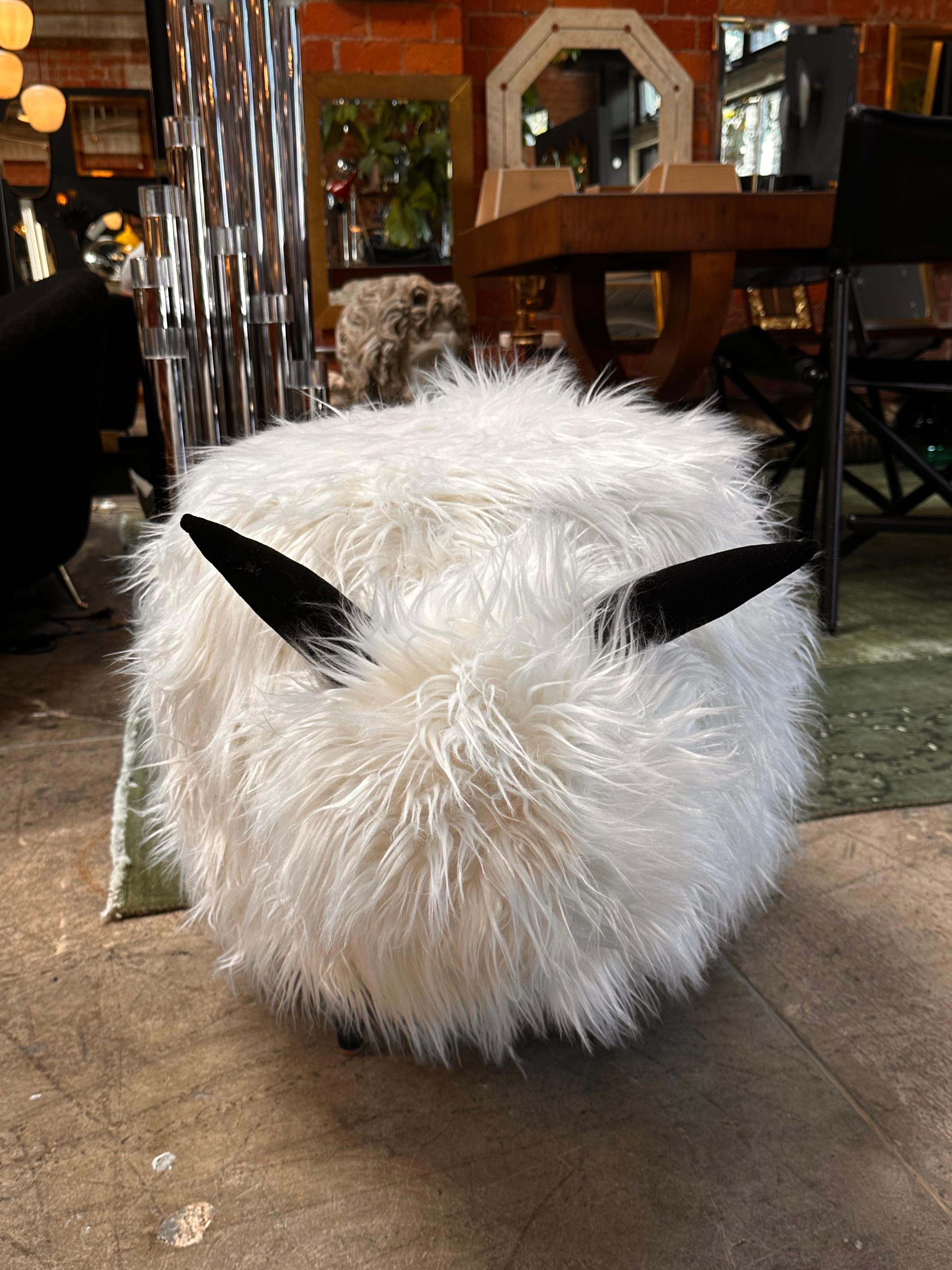 Modern Ma39 Pouf in Carved Wood Sheep, Italy 21st Century For Sale