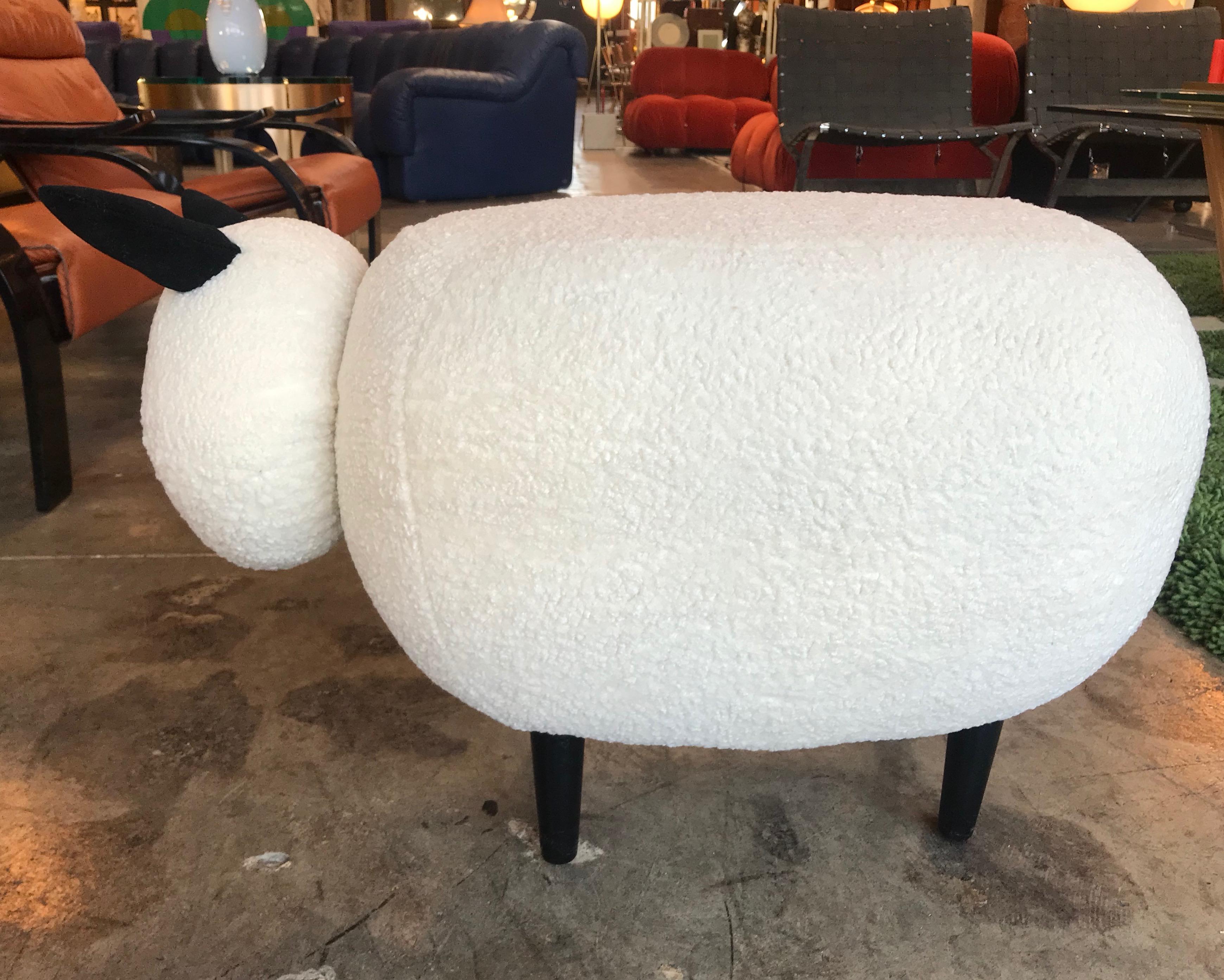 Italian Ma39 Pouf in Carved Wood Sheep, Italy, 21st Century