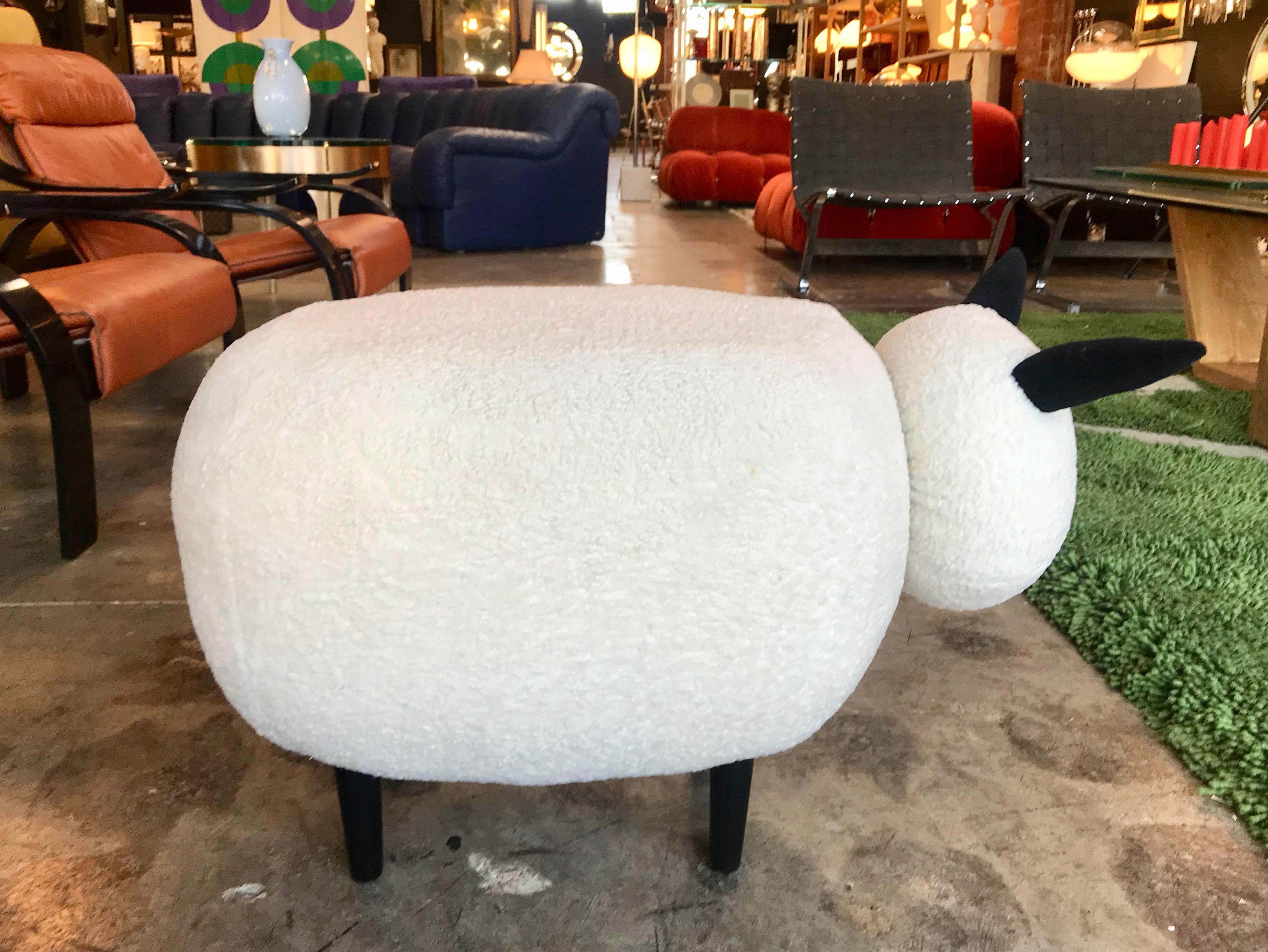 Fabric Ma39 Pouf in Carved Wood Sheep, Italy, 21st Century