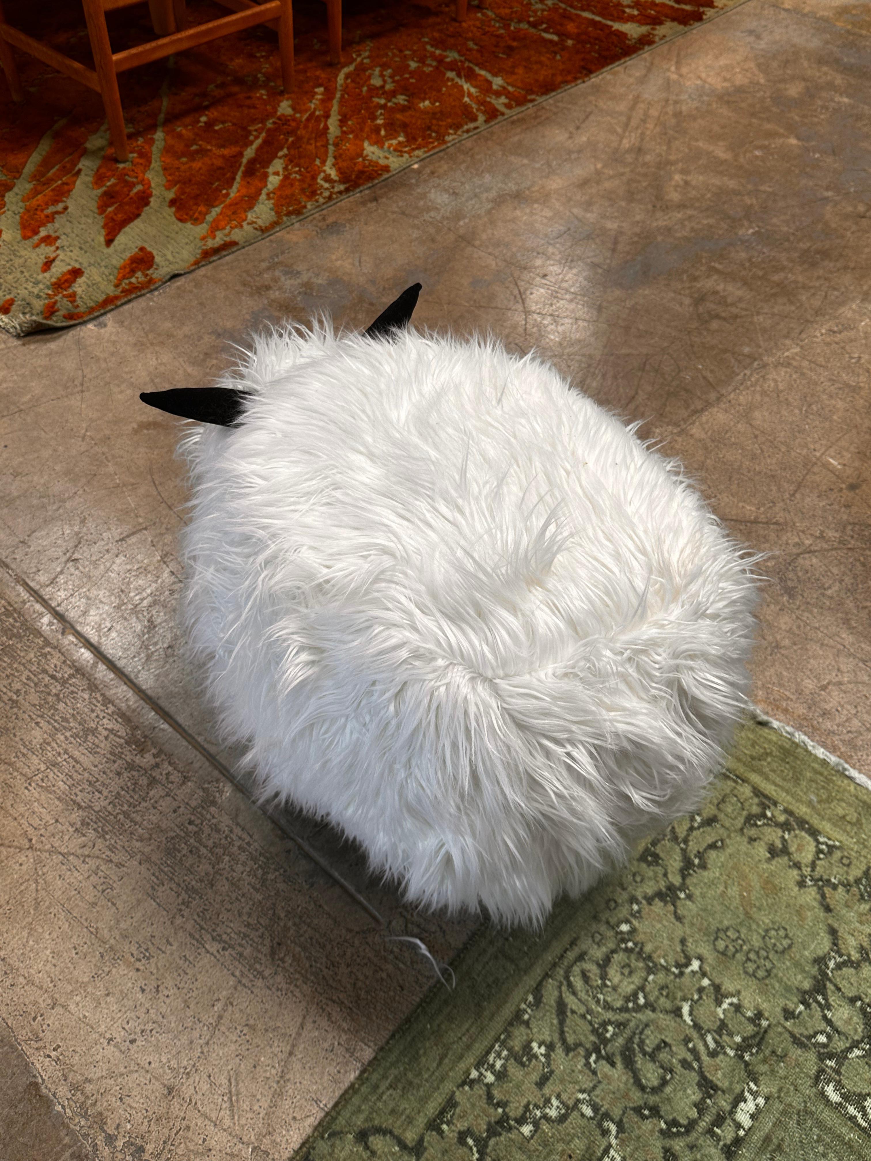 Fabric Ma39 Pouf in Carved Wood Sheep, Italy 21st Century For Sale