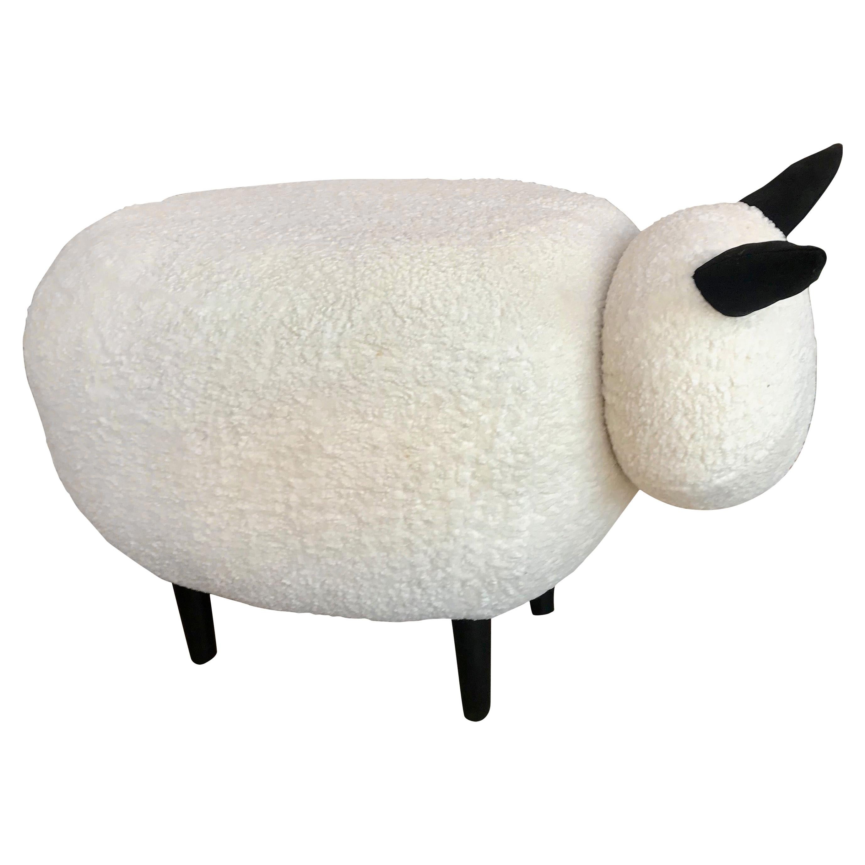 Ma39 Pouf in Carved Wood Sheep, Italy, 21st Century