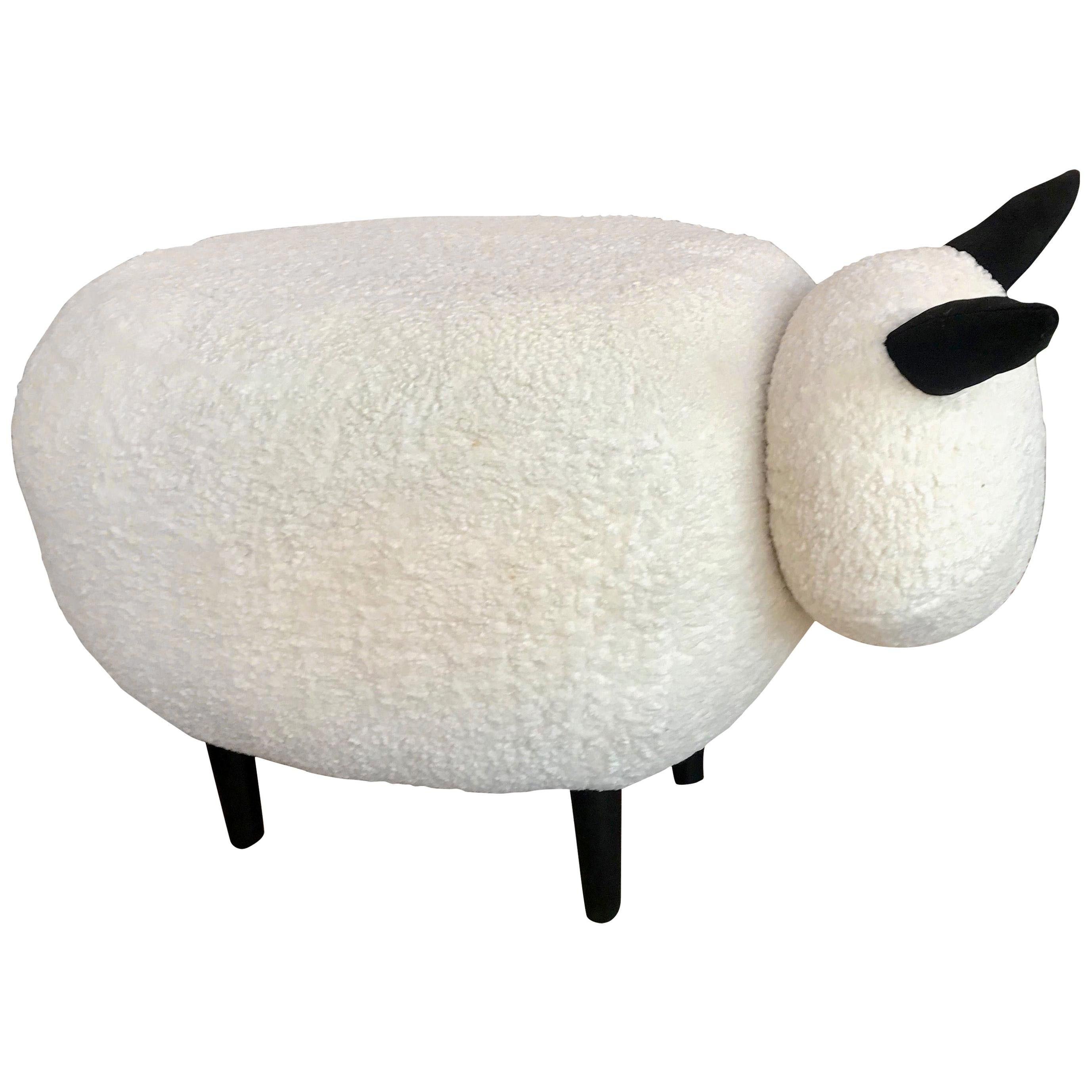 Ma39 Pouf in Carved Wood Sheep, Italy, 21st Century