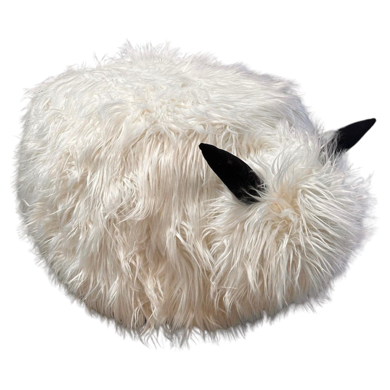 Ma39 Pouf in Carved Wood Sheep, Italy 21st Century For Sale