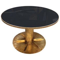 Ma+39 Round Brass and Glass Dining Table, Italy