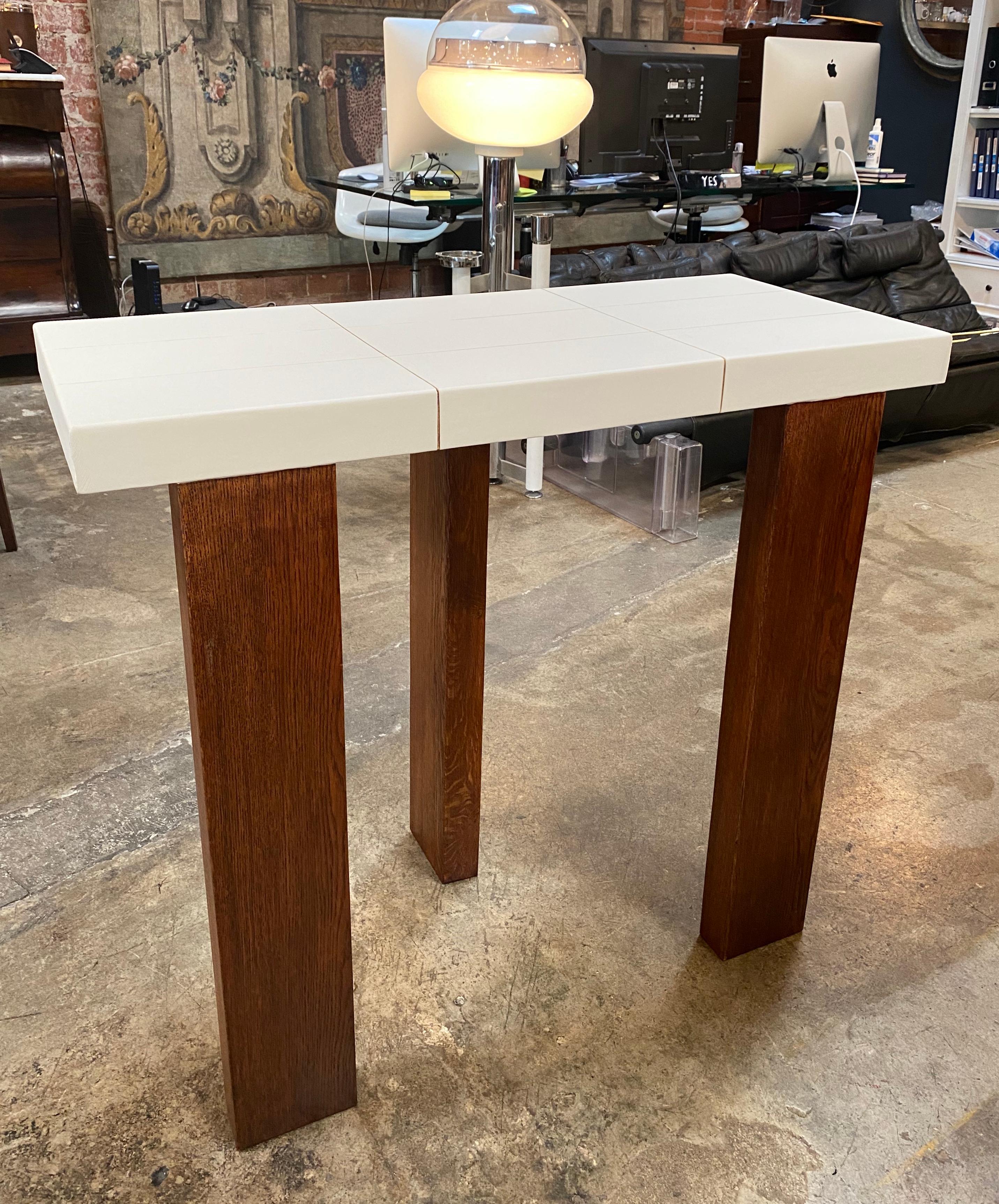 Ma39 Solid Walnut Side Tables / Console with Parchment Base, 21st Century For Sale 5