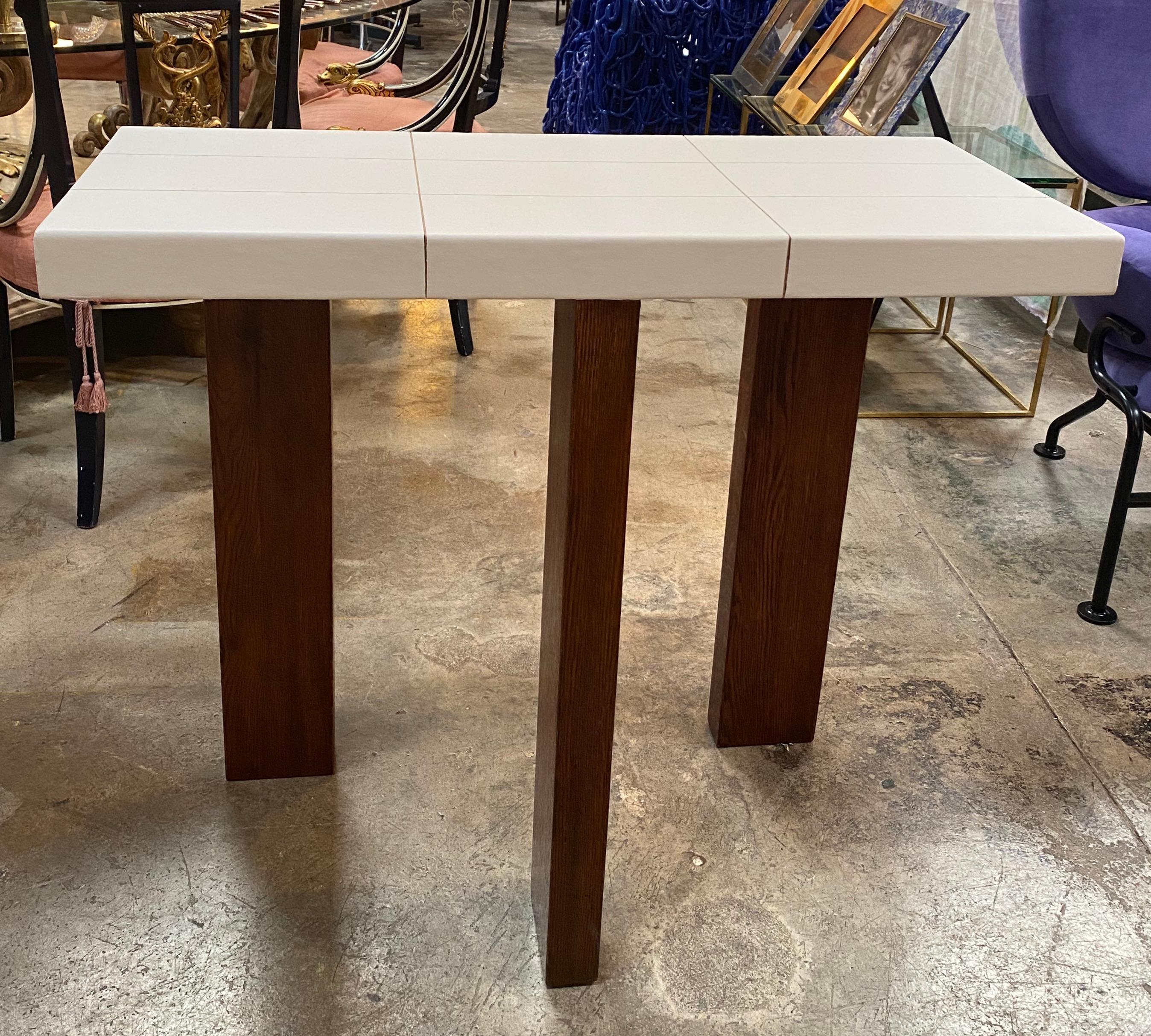Italian Ma39 Solid Walnut Side Tables / Console with Parchment Base, 21st Century For Sale