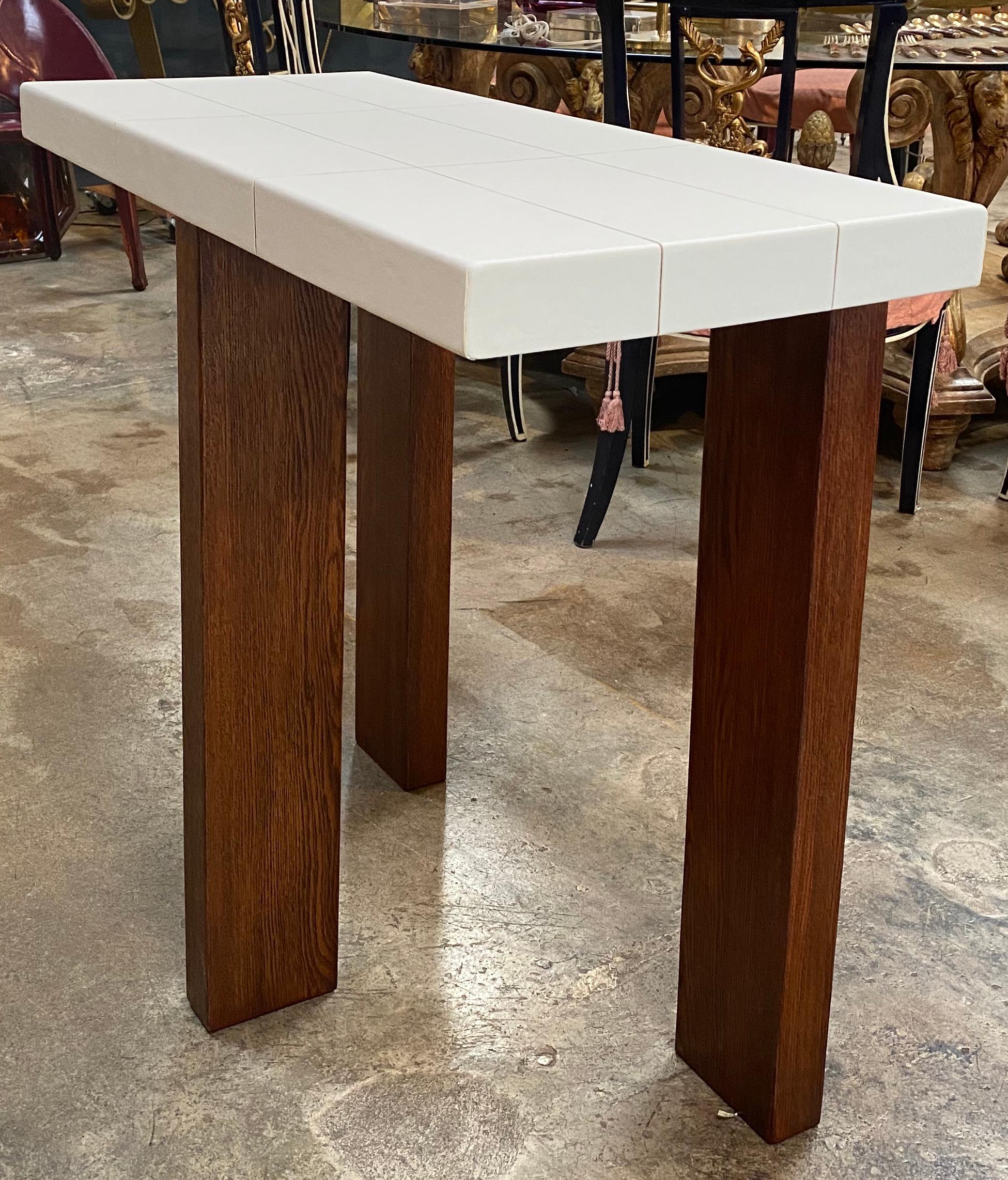 Ma39 Solid Walnut Side Tables / Console with Parchment Base, 21st Century In New Condition For Sale In Los Angeles, CA