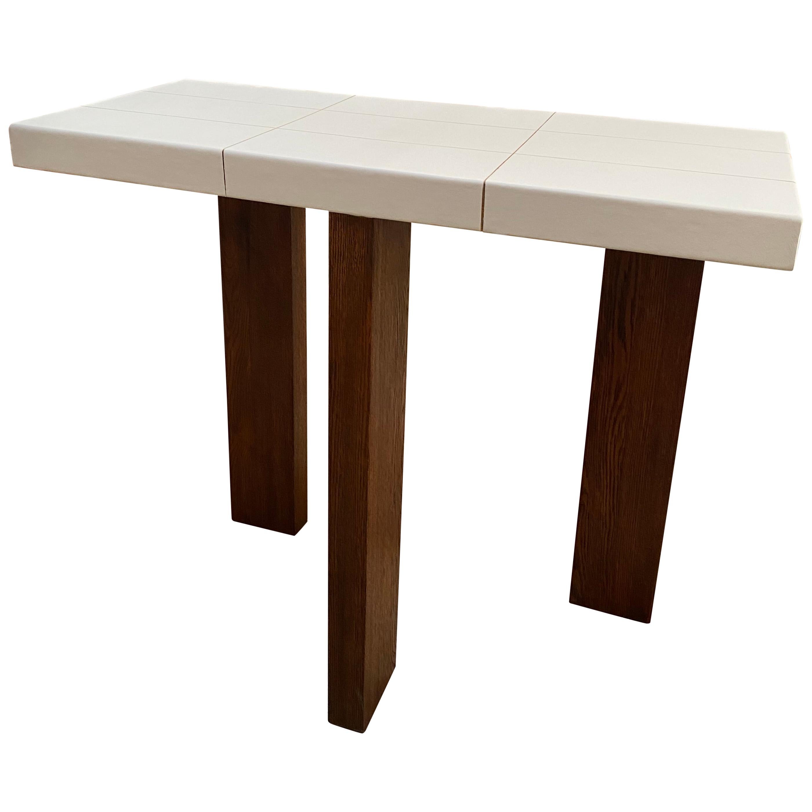 Ma39 Solid Walnut Side Tables / Console with Parchment Base, 21st Century For Sale