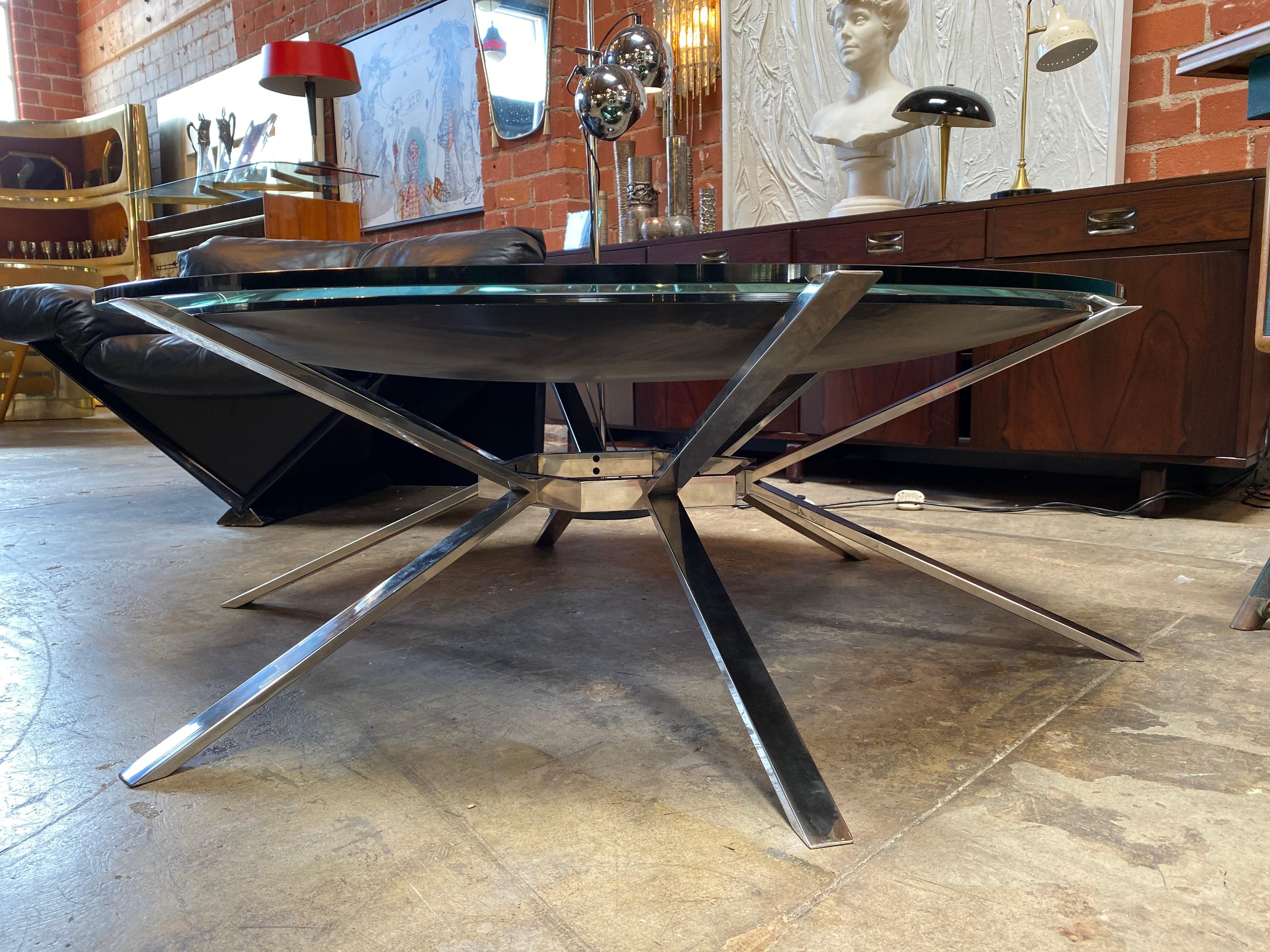 Italian MA39's Custom Magnifying Lens Table with Stainless Base For Sale