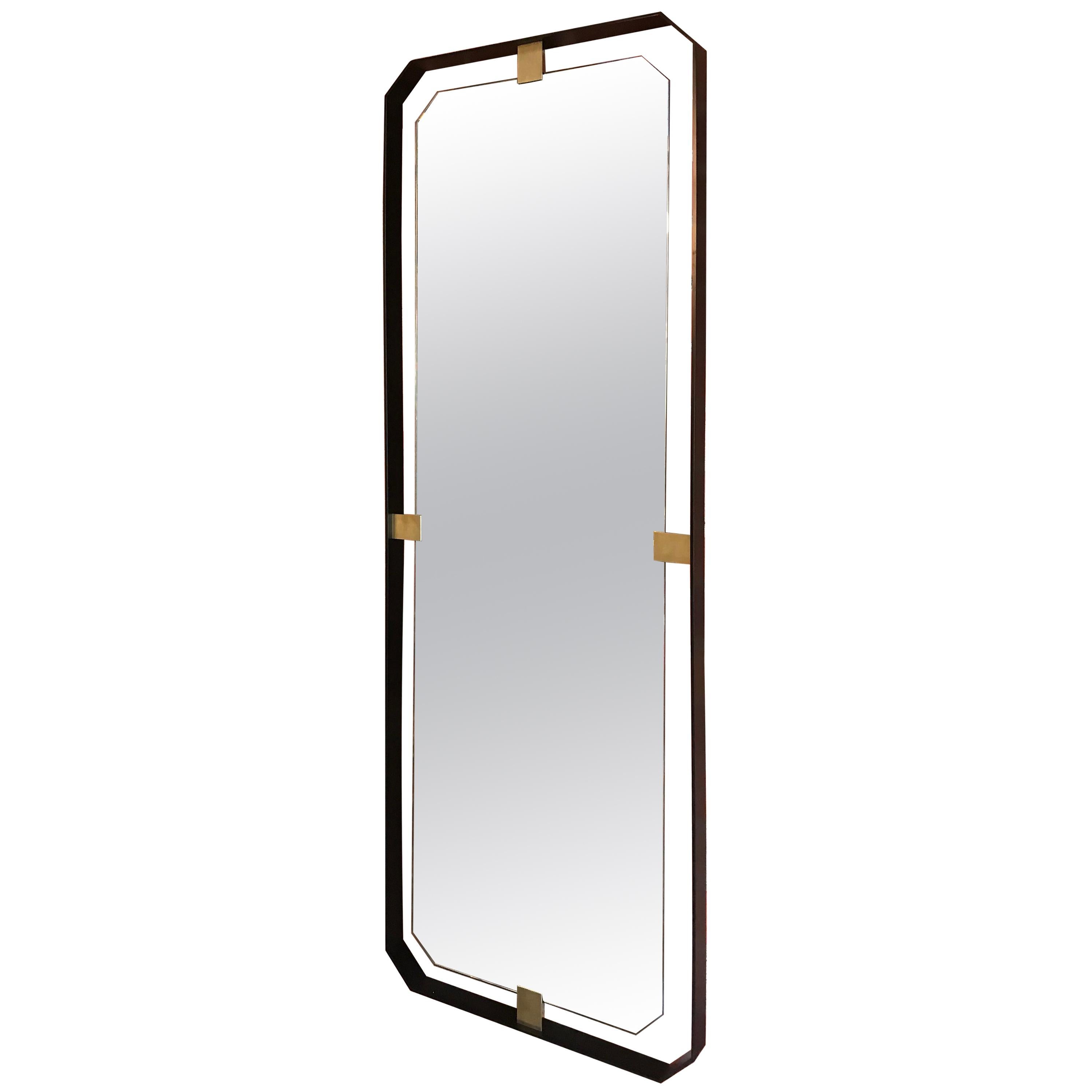 MA+39's Oversized Iron floating and Brass Rectangular Mirror, 21st Century Italy For Sale