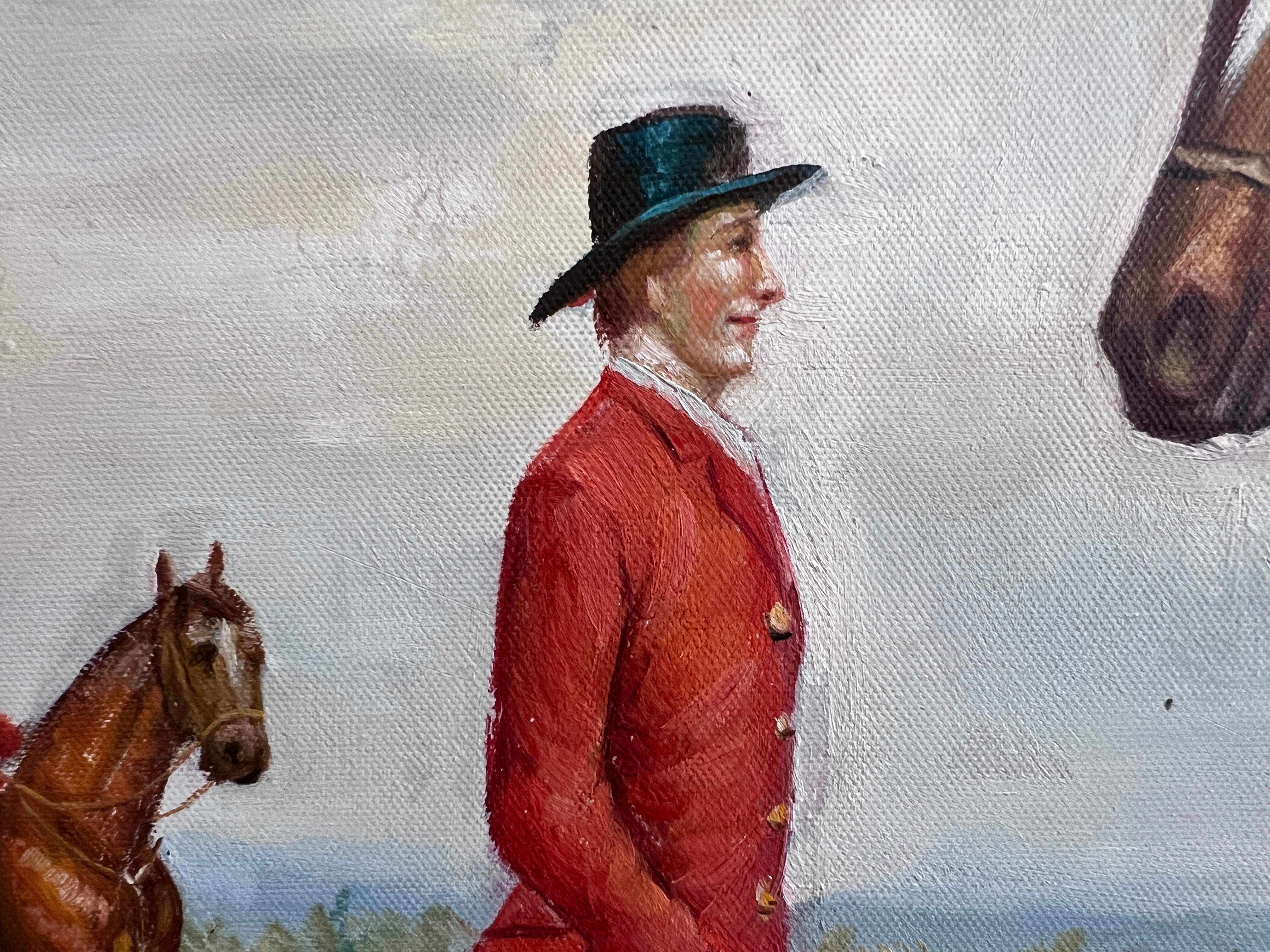 M. Aarinon Original-Ölgemälde, Englische Fuchsjagd-Szene, Pferde und Hunde im Angebot 5