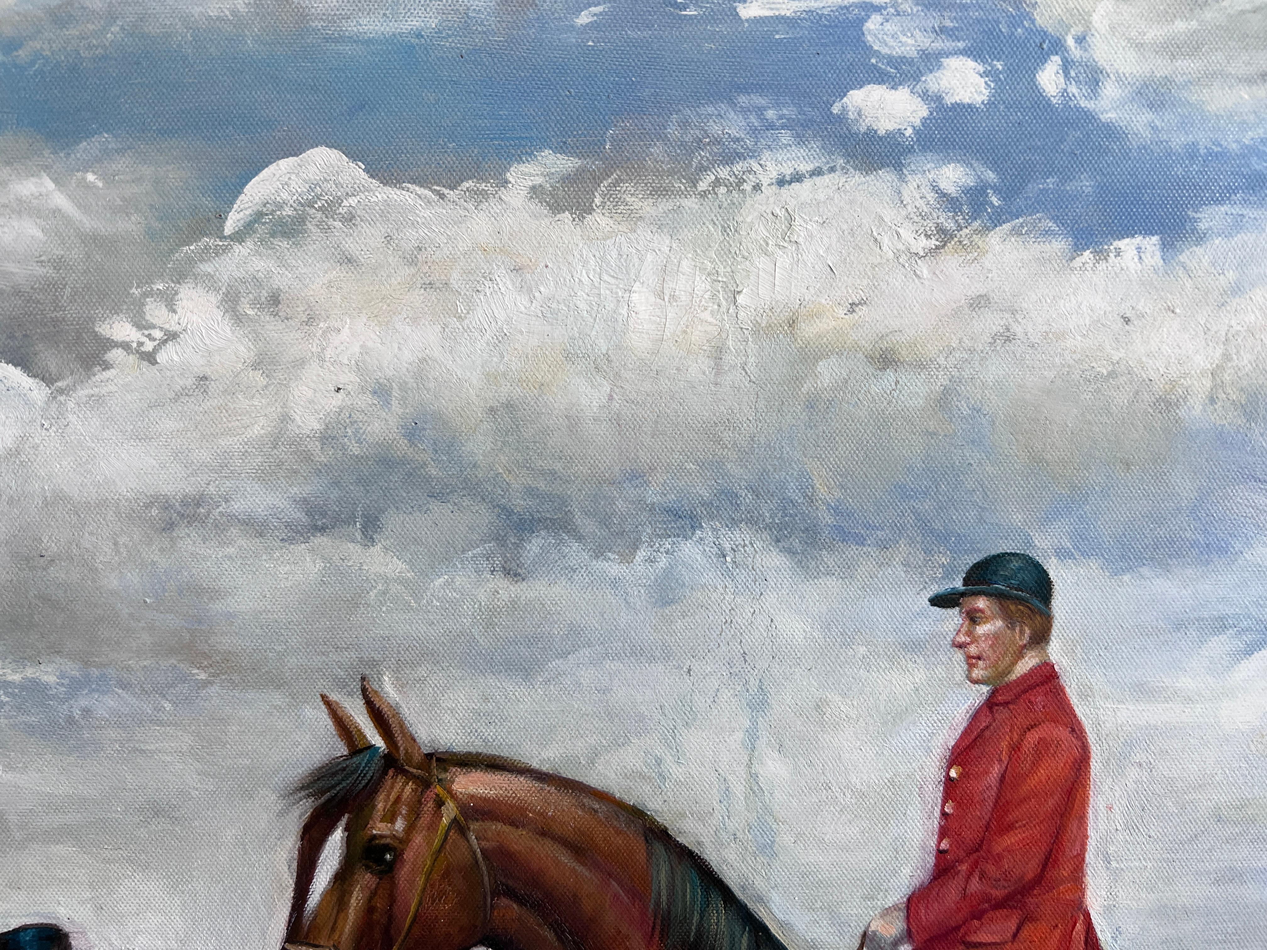 M. Aarinon Original-Ölgemälde, Englische Fuchsjagd-Szene, Pferde und Hunde im Angebot 3