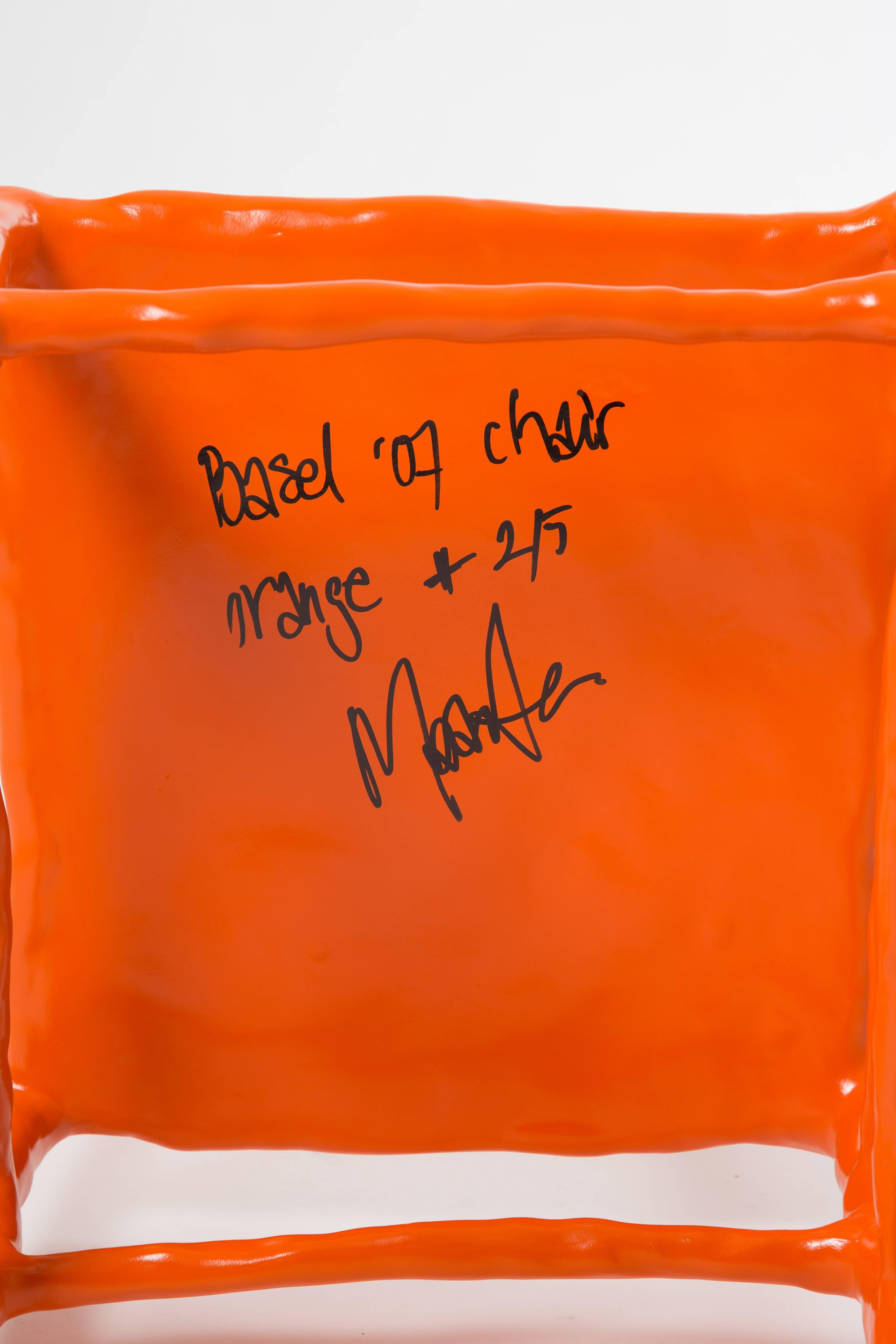 Dutch Maarten Baas Clay Chair Limited Edition Basel Chair 2007 Orange For Sale