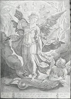 Sadeler Engraving after Maarten de Vos – Saint Michael and the Dragon, 16th C.