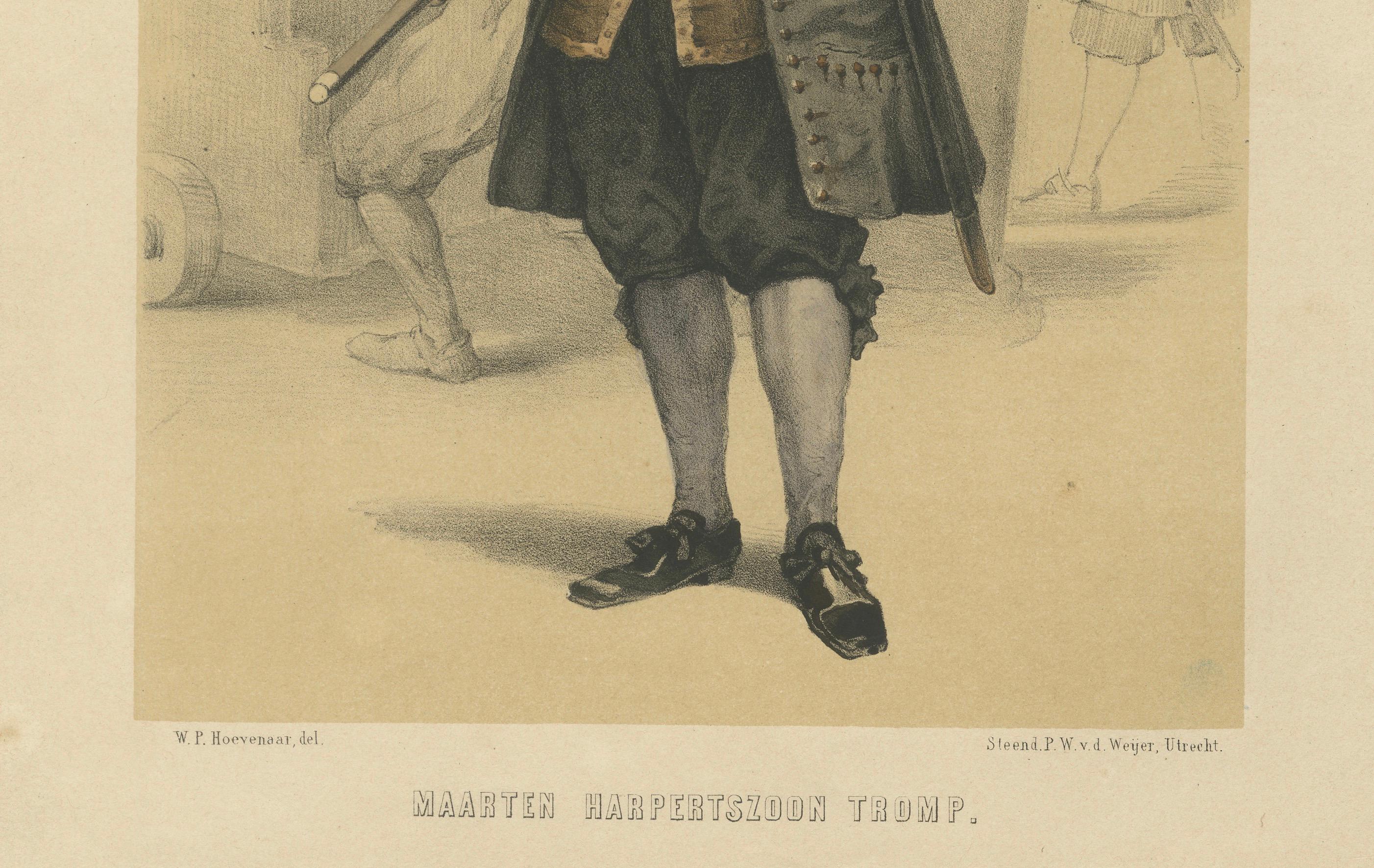 Maarten Harpertszoon Tromp - Niederländischer Admiral, handkolorierte Lithographie aus dem 19.

Beschreibung des Artikels:  
Diese handkolorierte Lithografie aus dem 19. Jahrhundert porträtiert Maarten Harpertszoon Tromp, einen der legendärsten