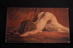 Dama de rojo 2 - foto sensual de una mujer tumbada, sobre panel