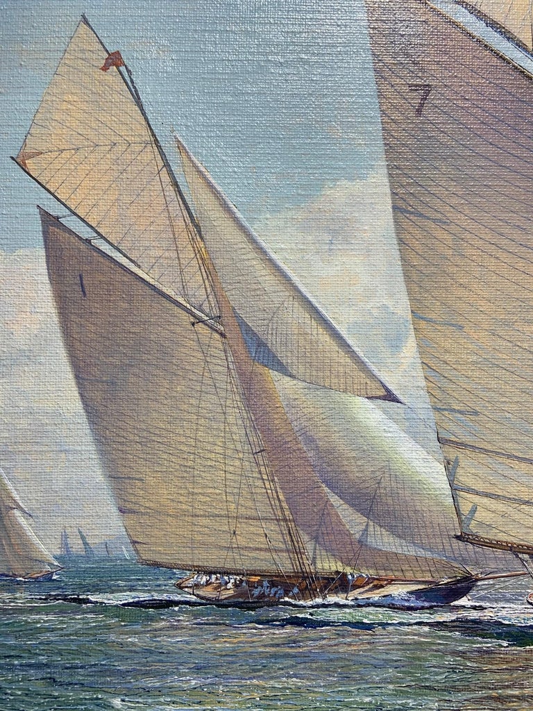Racing in the Solent 1926 - Realist Painting by Maarten Platje