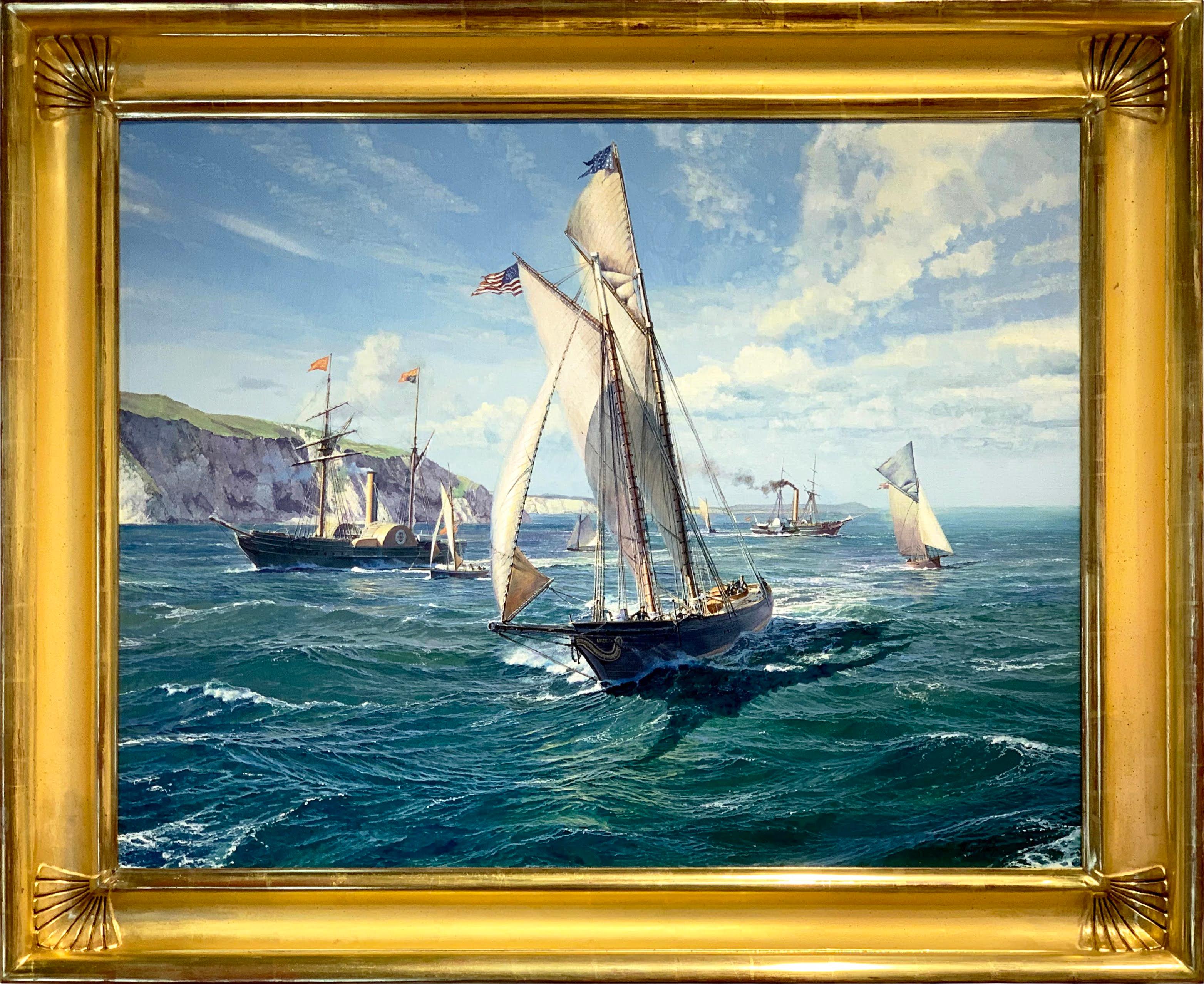 The Yacht America at Freshwater Bay - Painting by Maarten Platje