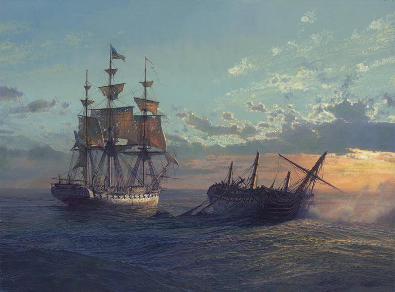 USS Constitution vs HMS Java, After the Battle - Painting by Maarten Platje