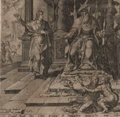 Daniel and Bel - Framed Set of 8 Plates - 1565 Old Master Engraving Religious