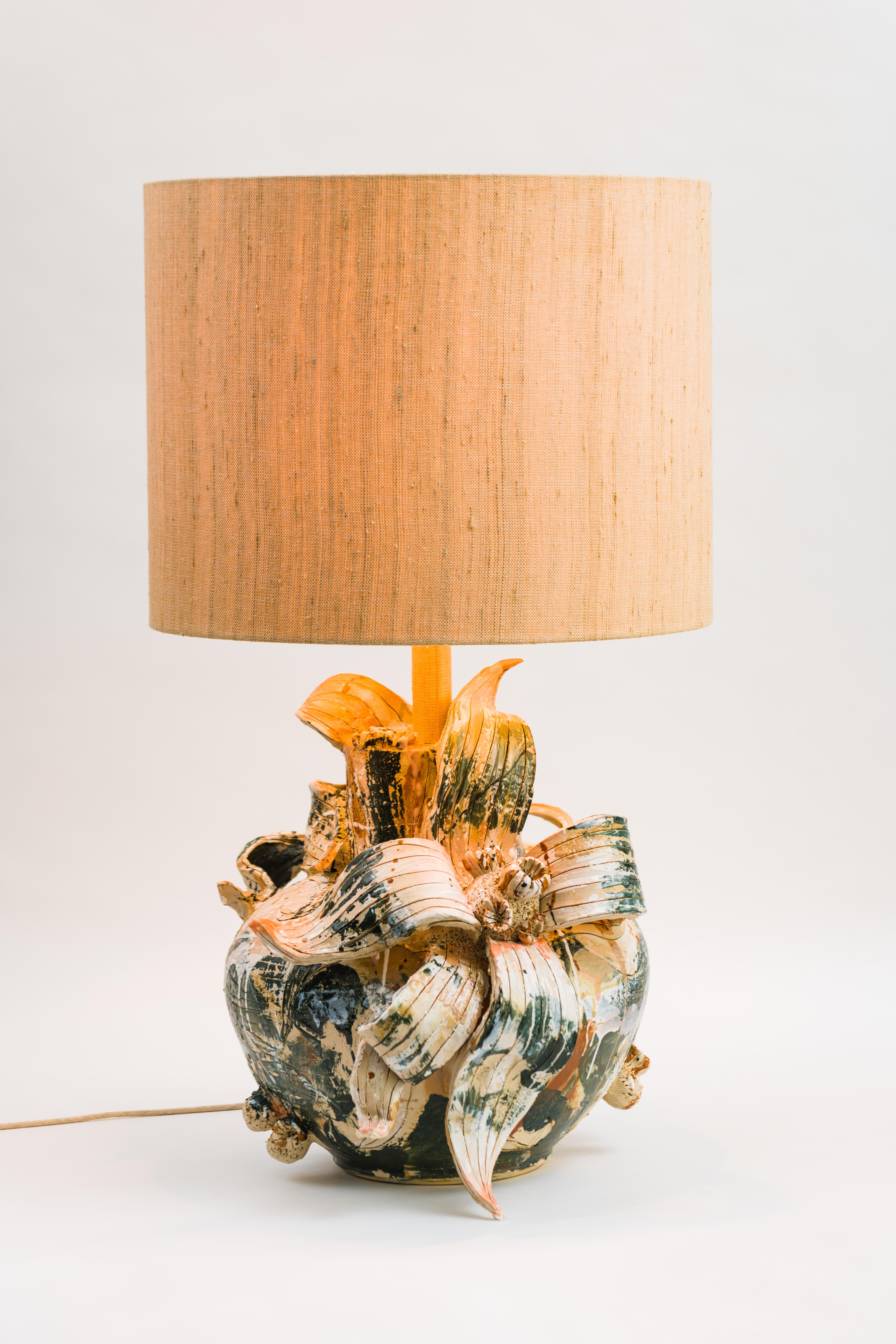 Céramique Maarten Vrolijk, lampe en terre cuite en fleurs MVC 21008 en vente