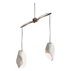 Maat Ceiling Light in Paint, Plaster, Walnut & Wire by Dace Sūna