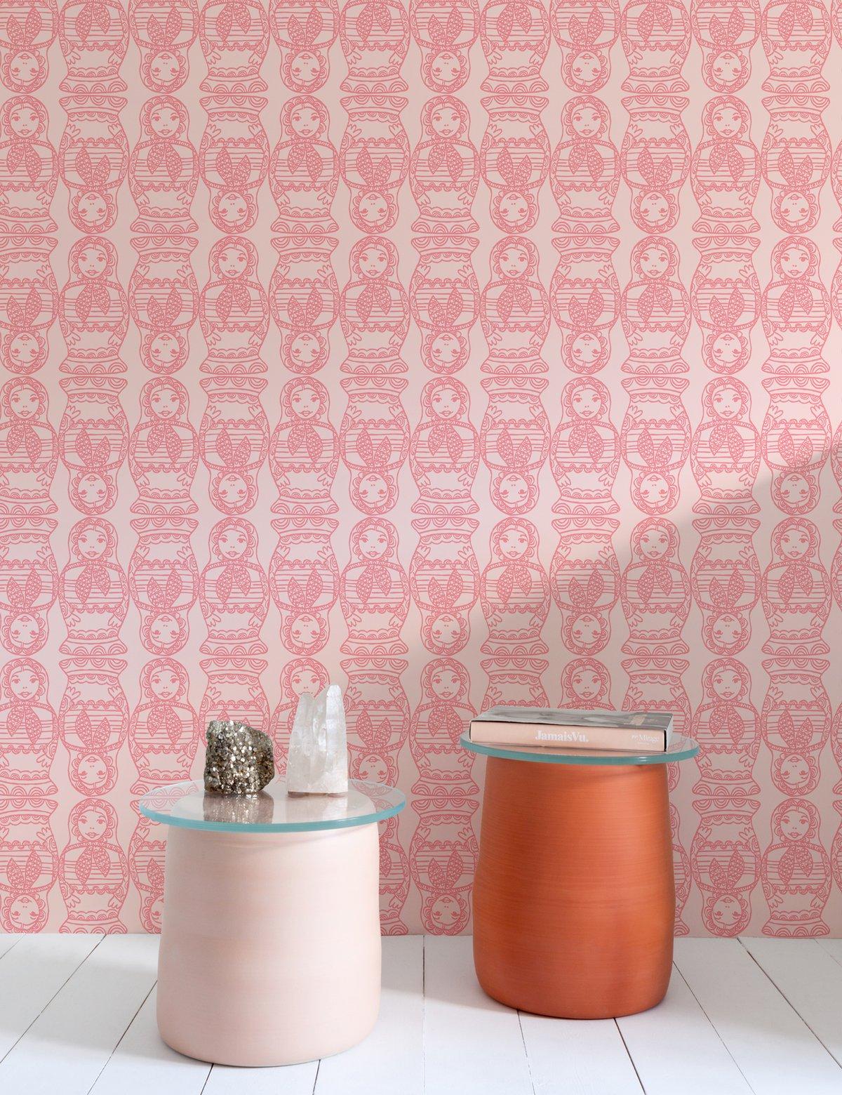 Maatuska Designer-Tapete in Bubblegum 'Pink und Blush' (21. Jahrhundert und zeitgenössisch) im Angebot