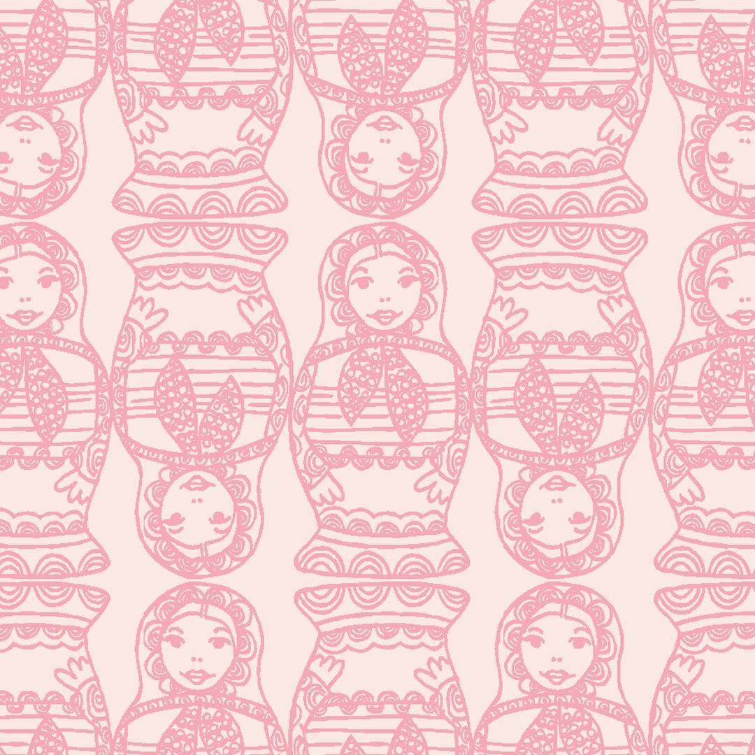 Maatuska Designer Wallpaper in Bubblegum 'Pink and Blush' For Sale