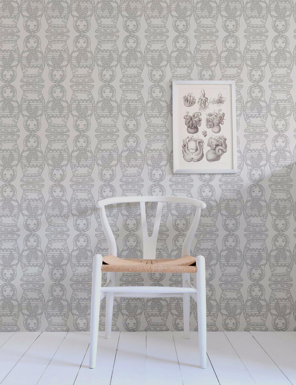 Maatuska Designer Wallpaper in Pepper 'Mid Gray and Pale Gray' In New Condition For Sale In Brooklyn, NY