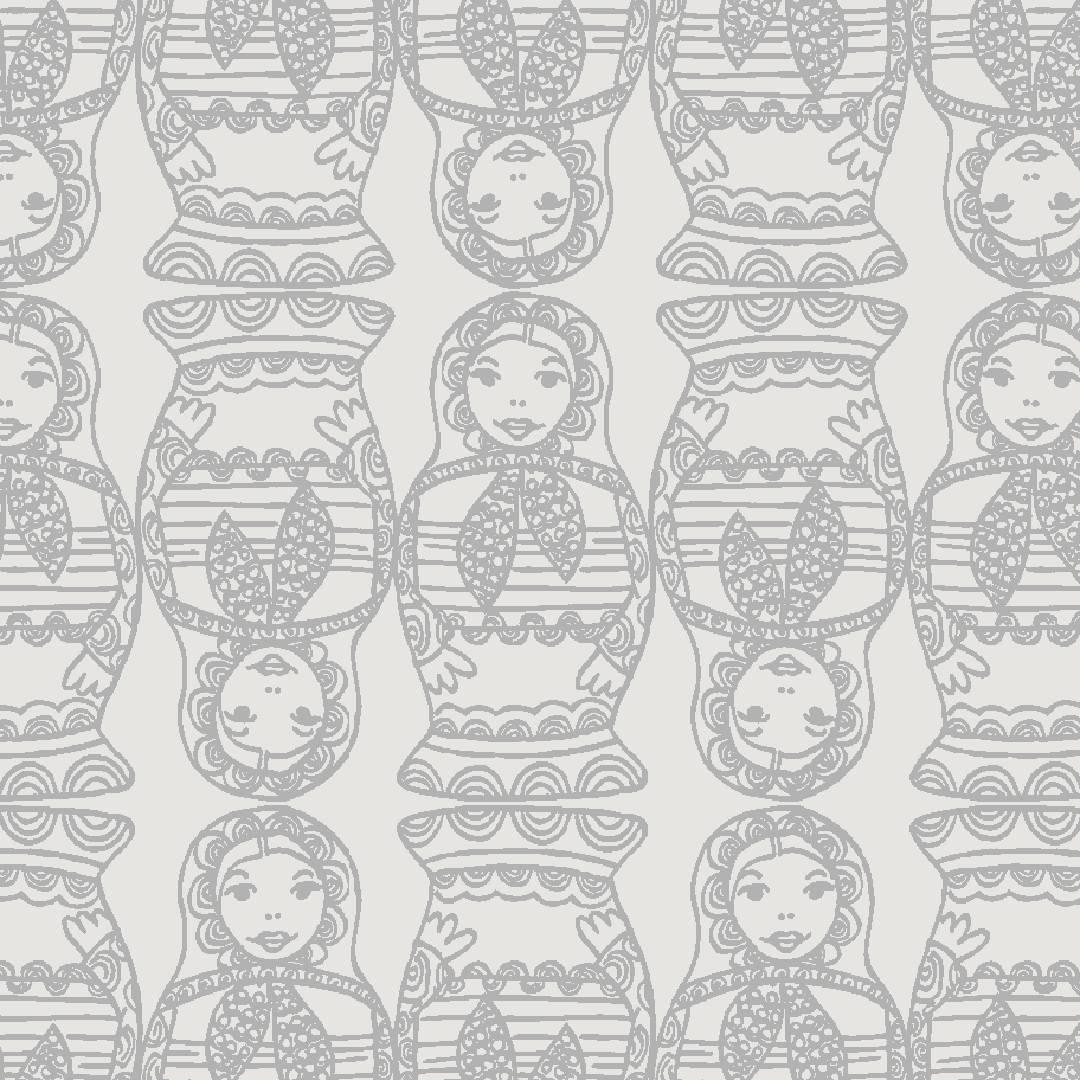 Maatuska Designer Wallpaper in Pepper 'Mid Gray and Pale Gray'
