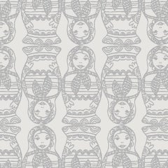 Maatuska Designer Wallpaper in Pepper 'Mid Gray and Pale Gray'