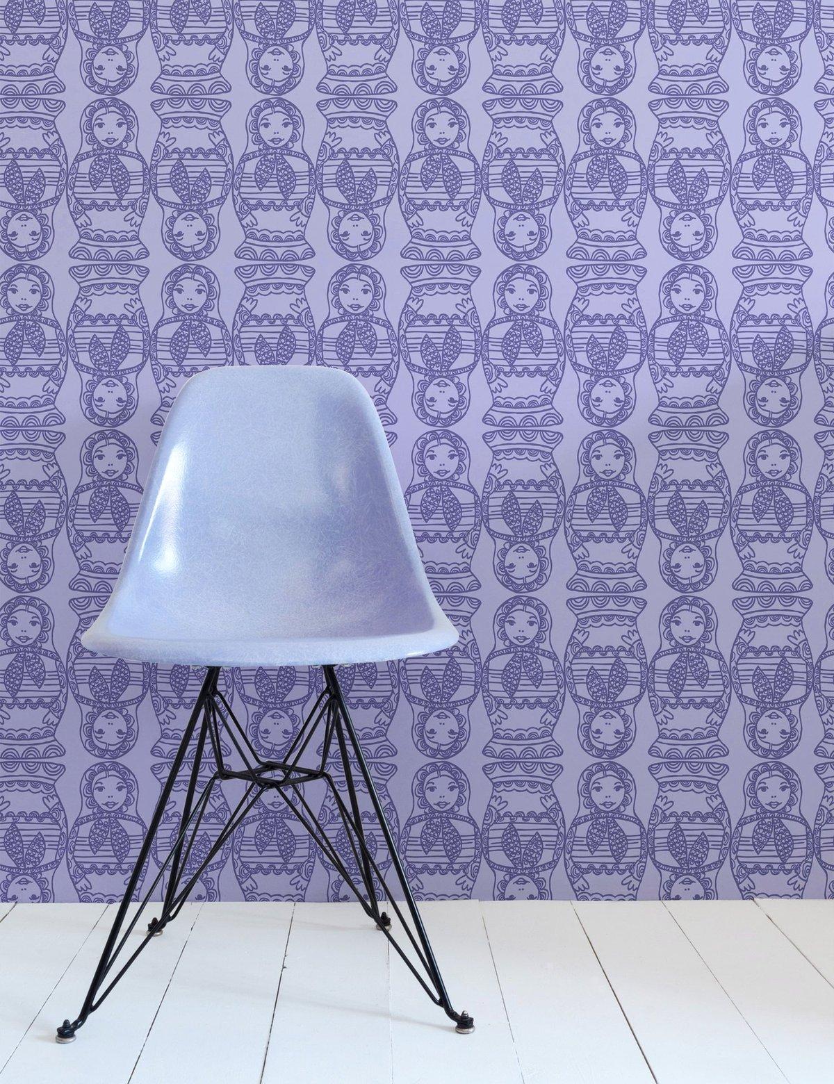 Maatuska Designer Wallpaper in Grape 'Violet Purple and Lavender' In New Condition For Sale In Brooklyn, NY