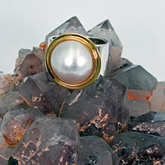 Mabé Pearl 14 Karat Gold and Sterling Silver Two-Tone Cocktail Ring