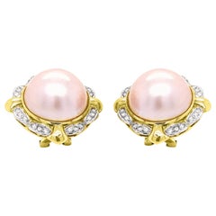 Mabe Pearl 14 Karat Yellow Gold Earrings