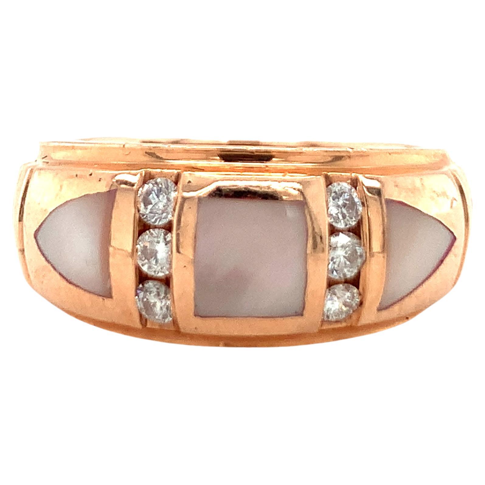 Mabe Pearl and Diamond 14K Rose Gold Ring