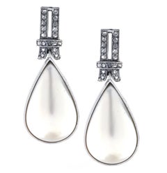 Mabe Pearl and Diamond Dangle Earrings