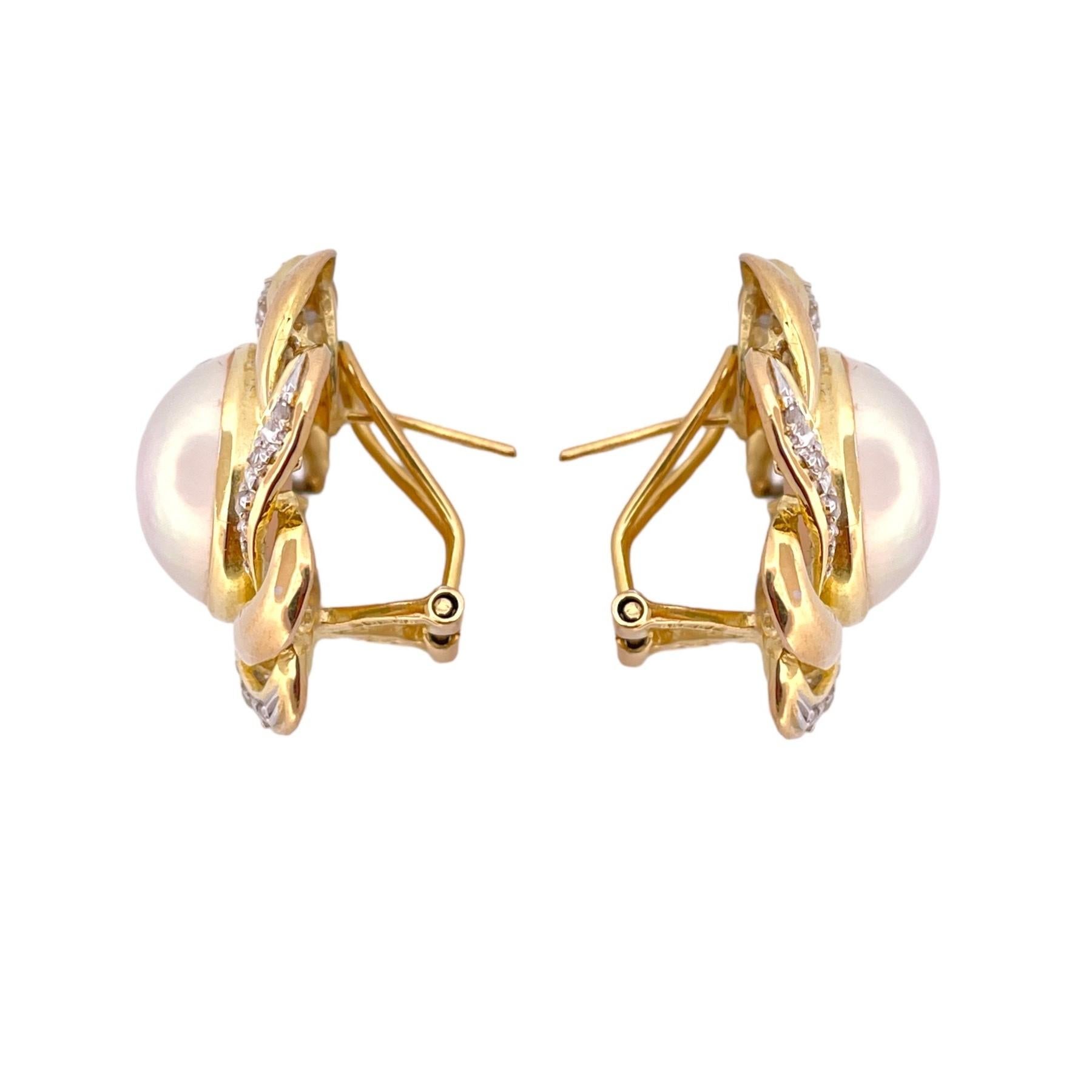 Elevate your elegance with our Mabe Pearl and Diamond Earrings, a mesmerizing blend of sophistication and luxury. These exquisite earrings feature lustrous mabe pearls and brilliant diamonds, all set in radiant 14K yellow gold, creating a truly