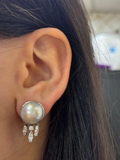 Mabe Pearl and Diamond Earrings